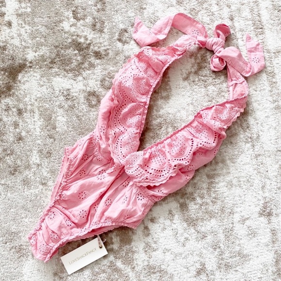 LoveShackFancy Peony Bodysuit in Salmon Pink, new with tags, size small - Picture 6 of 16